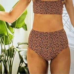 Rylee + Cru Leopard Print High-Waisted Bikini Set
